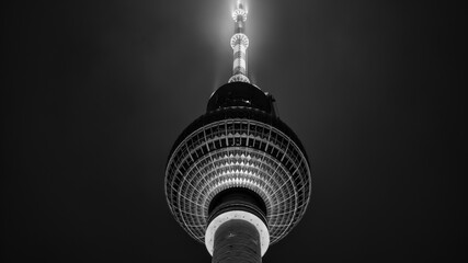 The Berlin TV tower in black and white