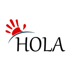 hola logo design with waving hand illustration © panji