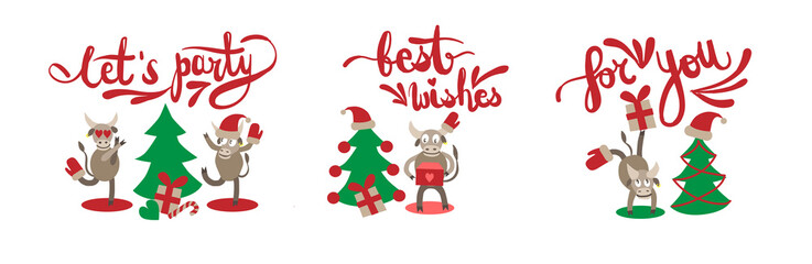 vector new year elements for your design with calligraphy and character