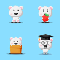 Cute bear mascot design set