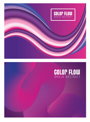 purple color flow posters with letterings in purple background vector illustration design