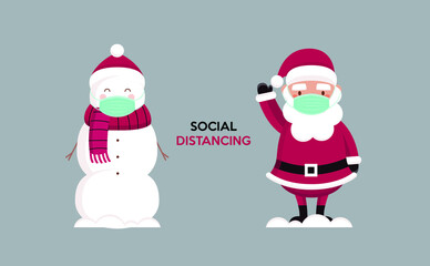 CHRISTMAS 2020 SOCIAL DISTANCING SANTA AND SNOW MAN