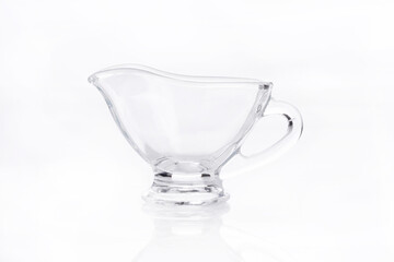 Glass gravy boat gravy boat isolated on white background.