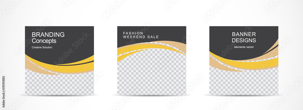 Wall mural set square banner template for social media post and web internet ads.vector illustrations.