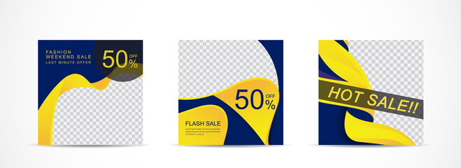 Set square banner template for social media post and web internet ads.vector illustrations.