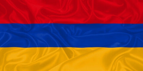 Armenia Flag waving. National flag of Armenia with waves and wind. Official colors and proportion....