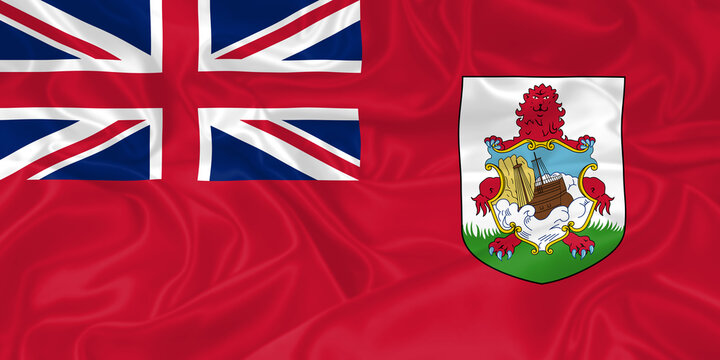 Bermuda Flag waving. National flag of Bermuda with waves and wind. Official colors and proportion. Bermudian Flag