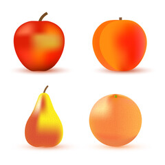 colorful fruits icons set