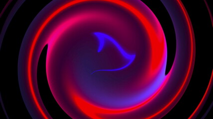 Computer generated background with abstract spiral. 3D rendering circular merger of neon color lines.