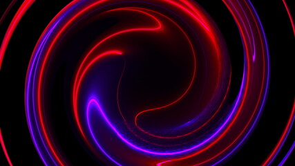 Computer generated background with abstract spiral. 3D rendering circular merger of neon color lines.