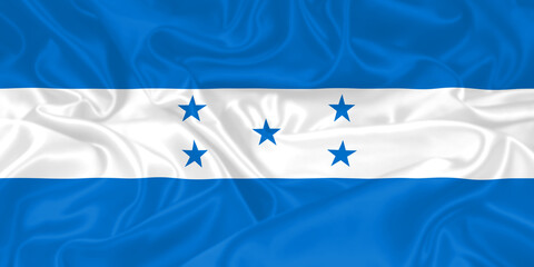 Honduras Flag waving. National flag of Honduras with waves and wind. Official colors and...