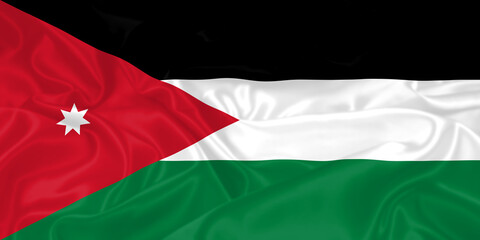 Jordan Flag waving. National flag of Hashemite Kingdom of Jordan with waves and wind. Official...