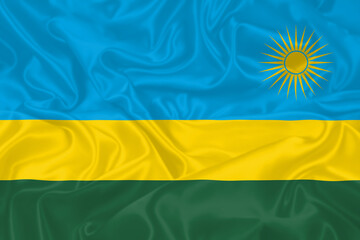 Rwanda Flag waving. National flag of Rwanda with waves and wind. Official colors and proportion. Rwandan Flag