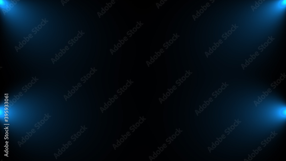 Poster volumetric lights in the dark, computer generated. 3d render of background with spot lighting