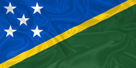 Solomon Islands Flag waving. National flag of Solomon Islands with waves and wind. Official colors and proportion. Solomon Islands Country Flag