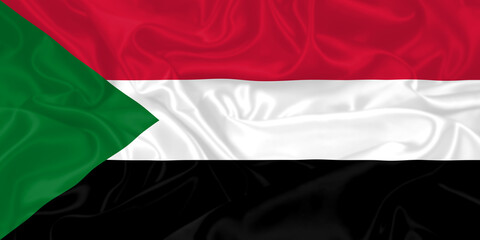 Sudan Flag waving. National flag of Sudan with waves and wind. Official colors and proportion....