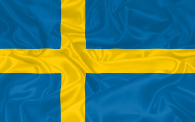 Sweden Flag waving. National flag of Sweden with waves and wind. Official colors and proportion....