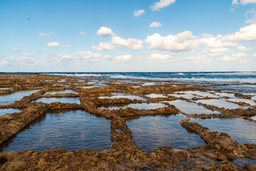Xwejni Salt Pans in Żebbuġ, Gozo.