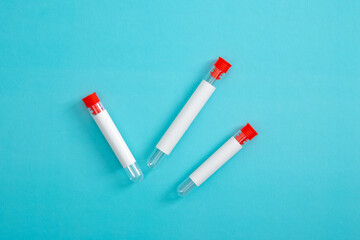 Test tubee on blue background