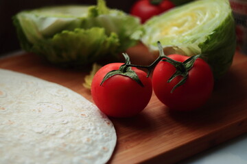 vegetables on a wooden board
