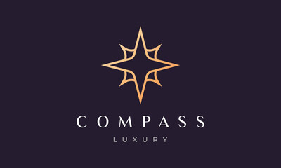 simple compass logo concept in a modern and luxury style with gold color