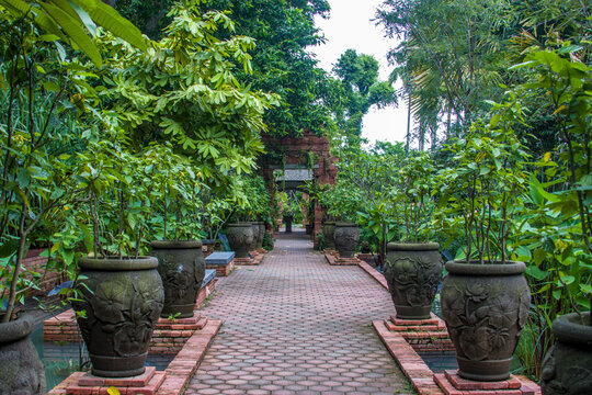 Singapore Nov 25th 2020: the Sang Nila Utama Garden in Fort Canning Park. 
It is named after the first ancient king of Singapore and reimagines the Southeast Asian gardens of old.