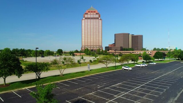 Aerial Views of a Tall Corporate Office Building