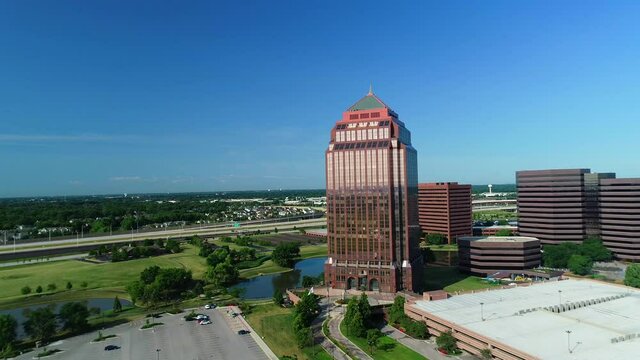 Aerial Views of a Tall Corporate Office Building
