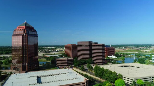 Aerial Views of a Tall Corporate Office Building