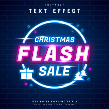 Christmas flash sale neon text effect