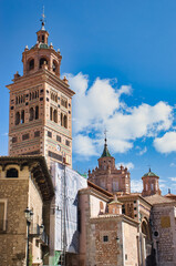 Naklejka premium Beautiful view of the bell tower and cathedral of Teruel, Mudejar style