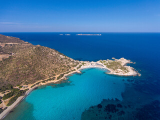 aerial view of Punta Molentis beach in Villasimius