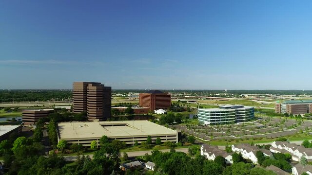 Aerial Views of a Tall Corporate Office Building