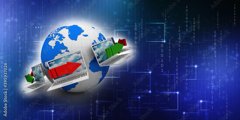 Poster 3d rendering technology computer network