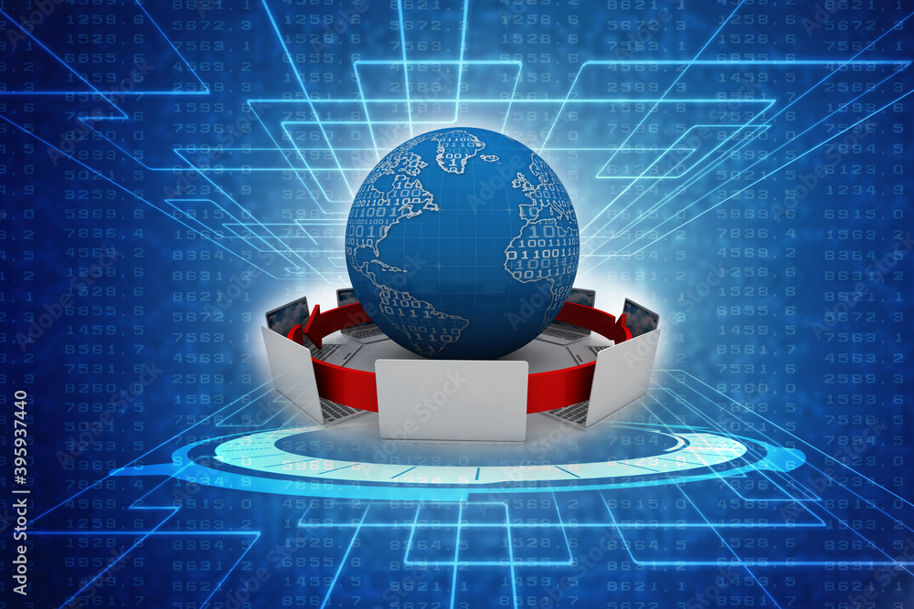 Poster 3d rendering technology computer network