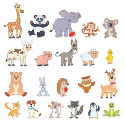 Obraz na płótnie Canvas large set with animals. vector illustration character in cartoon style. isolated on white background