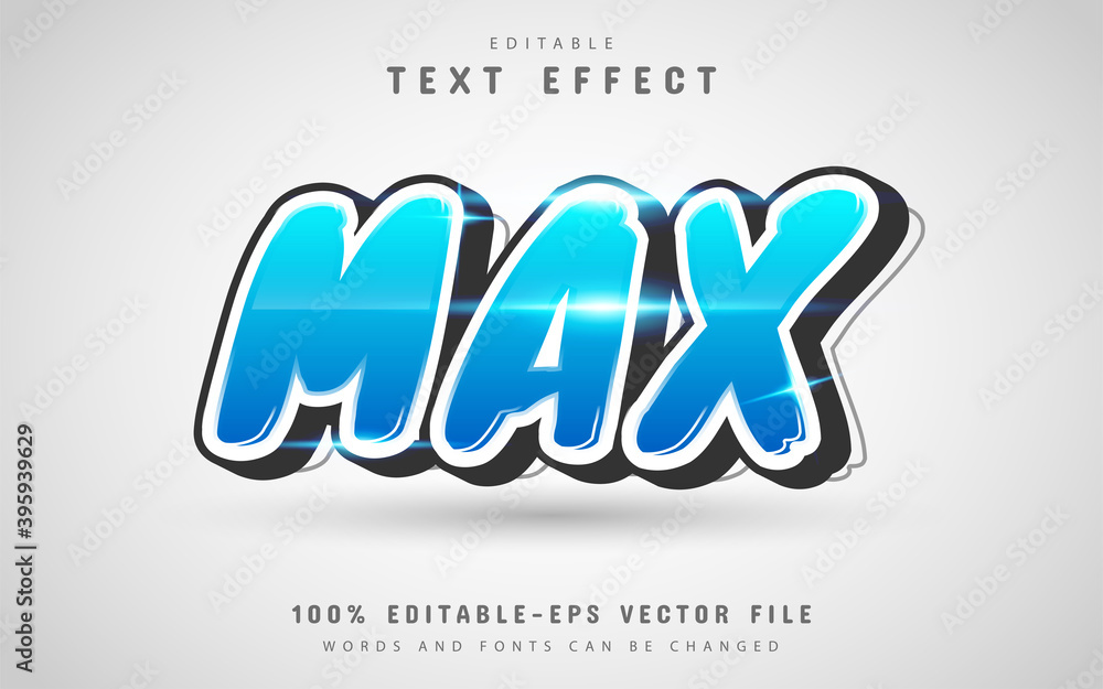 Poster max text effect with blue gradient