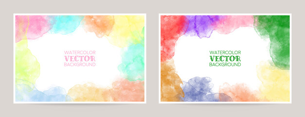 card design with colorful watercolor abstract brush decoration