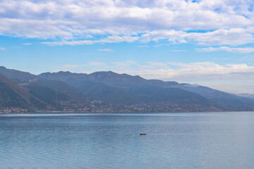 Mountains, lakes and the early morning fog