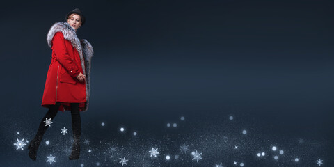 Fototapeta premium red down jacket