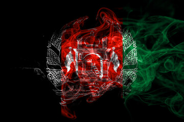 Afghanistan, Afghan smoke flag isolated on black background