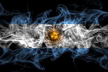 Argentina, Argentinian, Argentine smoke flag isolated on black background