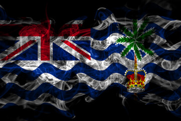 British, Britain, Indian Ocean Territory smoke flag isolated on black background