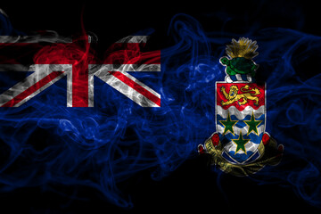 British, Britain, Cayman Islands smoke flag isolated on black background