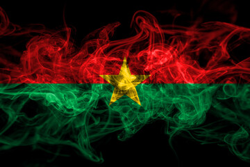 Obraz premium Burkina Faso, Burkinese smoke flag isolated on black background
