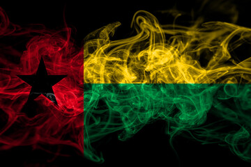 Guinea Bissau smoke flag isolated on black background