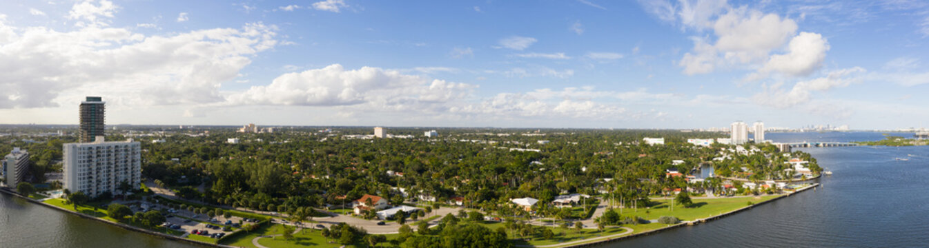 Upper East Side Miami on Biscayne Bay aerial panorama