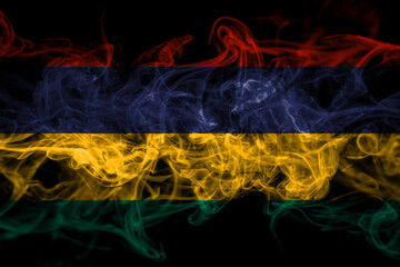 Mauritius smoke flag isolated on black background
