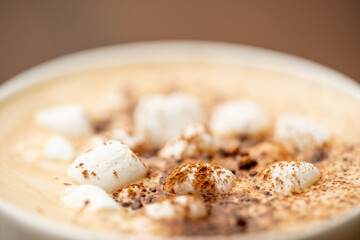 Macro photo Cup of hot chocolate winter holiday drink