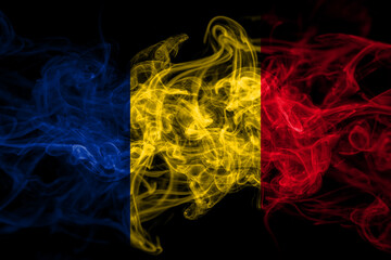 Romania, Romanian smoke flag isolated on black background